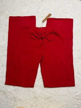 SKIMS COTTON JERSEY STRAIGHT LEG PANT SIZE XS COLOR CRANBERRY RED
